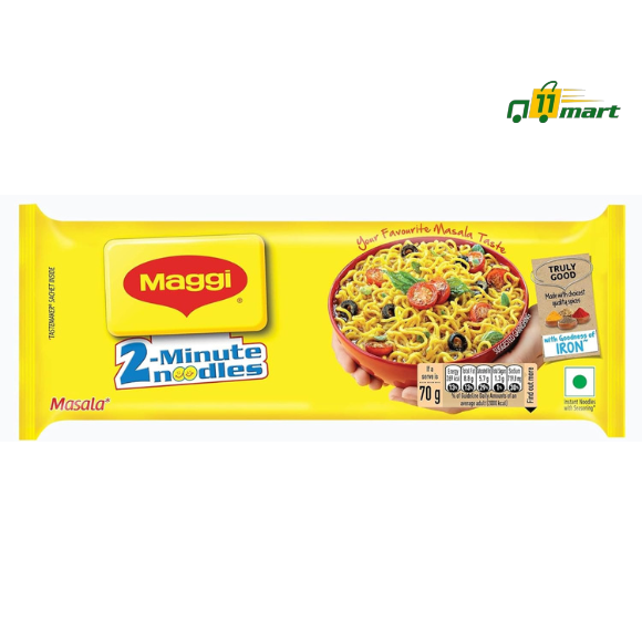 MAGGI 2-minute Instant Noodles, Masala Noodles with Goodness of Iron, Made with Choicest Quality Spices, Favourite Masala Taste, 420 grams Pouch