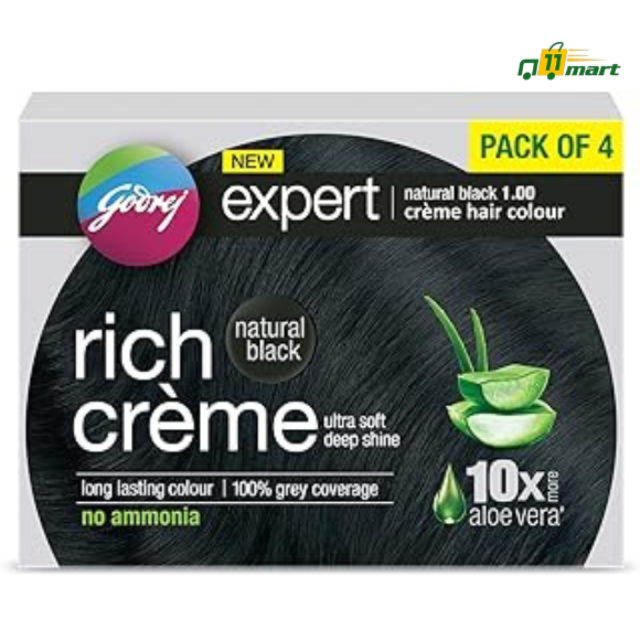 Godrej Expert Rich Crème Hair Colour Shade - Pack of 4 (NATURAL BLACK)
