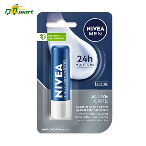 NIVEA MEN Active Care 4.8g Lip Balm 24 H Melt in Moisture Formula