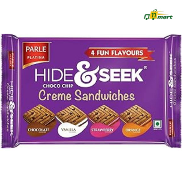Parle Hide & Seek Choco Chip Creme Chocolate Sandwich Biscuits