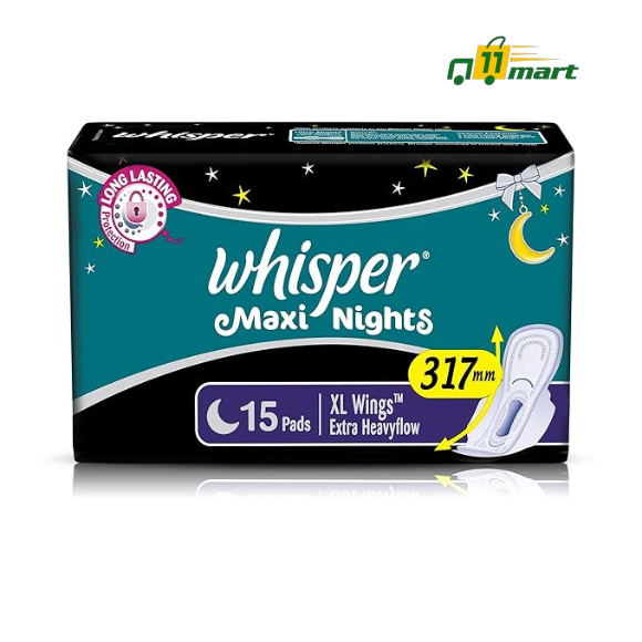 Whisper Maxi Nights Sanitary Pads for Women, XL